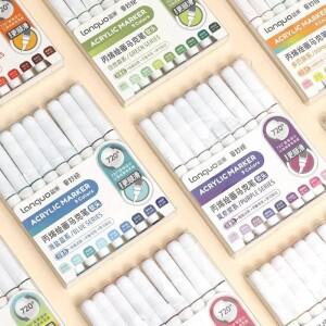 LANGUO 171/9 색상 직접 사용 가능 액체 아크릴 페인트 펜 브러시 마커 암석 페인팅 돌 캔버스 DIY 아트 용