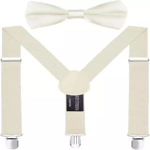 ZXEROYM 남자 멜빵과 보타이 세트 신축성 조절 가능