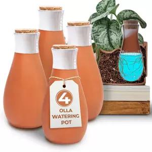 에버브룩 식물 셀프 워터링 글로브 - 테라코타 스파이크 느린 방출 올라 포트 드립 관개 시스템