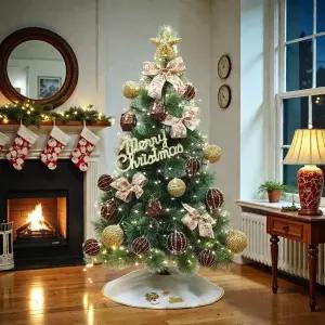 PrimeBulk 클래식 120cm 솔잎 눈꽃 트리 풀세트 크리스마스 중소형 장식 인테리어 데코 소품 파티용품