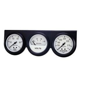 오토 미터 2328 오토게이지 기계식 화이트 오일/볼트/워터 게이지(블랙 콘솔 포함)