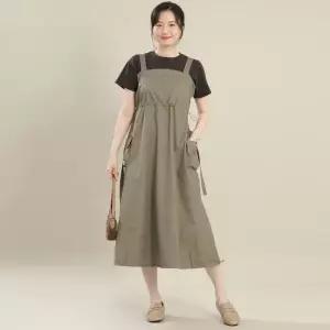 [애비뉴투지]카고 건빵 허리스트링 멜빵 봄 여름 원피스 K04540