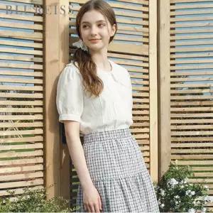 [블루레이스] 레이스 코튼 카라 핀턱 블라우스_B6M1BL5811