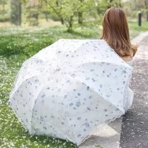 WL 여름 자외선차단 꽃무늬 레이스 암막 양산 우산