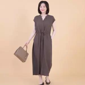 [애비뉴투지]마레 린넨 레이온 여름 짧은 반팔 롱 원피스 K08355