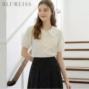 [블루레이스] 진주 트리밍 카라 엠보 블라우스_B6M1BL5841