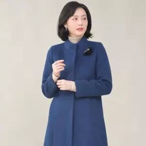 [애비뉴투지]하이넥 알파카 울 겨울 브로치 롱 코트 J02405