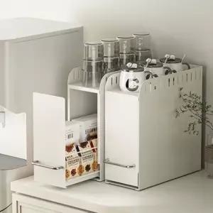 (선택 슬라이딩주방선반W01)슬라이딩 선반 W01 주방 싱크대 양념통 탕비실 정리 수납 틈새 선반 자석부착