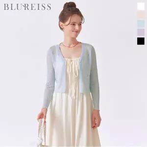 [블루레이스] 스칼럽 V넥 시스루 니트 가디건_B6M1KC4801