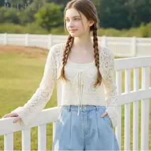 [블루레이스] 플라워 뜨개 비치 가디건_B6M1KC4811