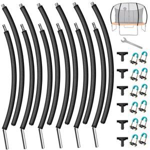 [미국배송] 6PCS 트램펄린 곡선형/직선형 폴 두꺼운 범용 교체 인클로저 폴 8-16피트 프레임 폼 커버 및 하드웨어가 있는 아연 도금 부품에 적합합니다