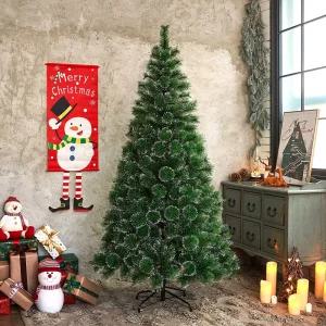 180cm 뉴리얼 솔잎 눈꽃 유치원 크리스마스로맨틱트리 풍성한 따뜻한 가성비좋은 분위기업 기있는 즐거운