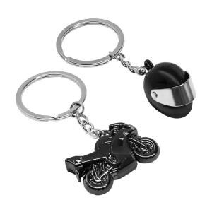 NYTKL 2 PCS 오토바이 헬멧 열쇠고리, 크리에이티브 남성용 3D 메탈 열쇠고리(블랙)