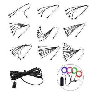 2핀 EL 와이어 분배기 커넥터 1-2 3 4 5 6 7 8 9 10 방식 케이블 LED 네온 라이트 배선 부품 램프 액세서리