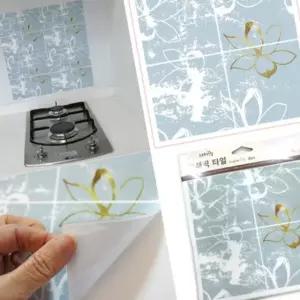 주방 그래픽타일 인테리어 장식 아이방 스티커 블루대리석 4매 시트지 07WDC74794