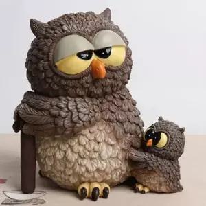 할아버지와 손자 부엉이 소품인형 대) 소품인형 부엉이소품 미니어처소품