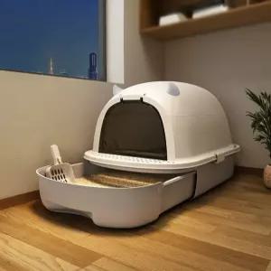고양이펠렛화장실 대형 박스 실내 반려묘 전용 모래통 전체 밀폐 방취 고양이 화장실