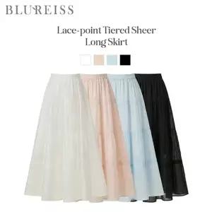 [블루레이스] 레이스 배색 티어드 시어 스커트_B6M1SK8271