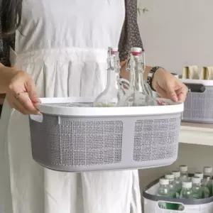 플라스틱정리함 중형 라탄수납바구니 팬트리정리함