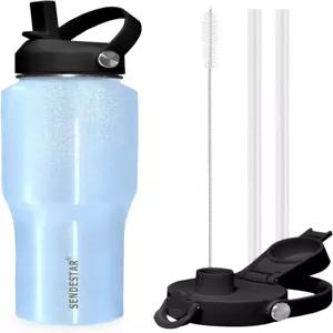 SENDESTAR 32 스테인리스 스틸 물병 48시간 동안 차갑게 24시간 뜨겁게 빨대 뚜껑 스파우트 및 플렉스 캡이