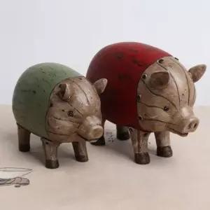 파스텔톤 돼지 소품인형 2P) 돼지소품 소품인형 미니어처소품 돼지인형 도자기인형