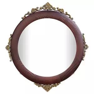 IG7152 월넛 원목 무궁화주석장식 벽거울 38cm 집들이 선물