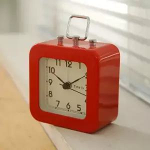 스퀘어 스틸 알람시계 레드) 벽 저소음 양면 탁상 소음 선물 고급 캐릭터 탁상용시계