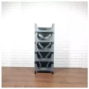 적층식 수납박스 5단)-그레이-고정형 적층식수납박스 수납박스 공간박스 수납용박스