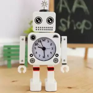 New 감성 로봇 알람탁상시계 화이트) 벽 저소음 양면 탁상 소음 선물 고급 캐릭터