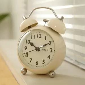 차밍벨 트윈 스틸 알람시계 아이보리) 벽 저소음 양면 탁상 소음 선물 고급 캐릭터