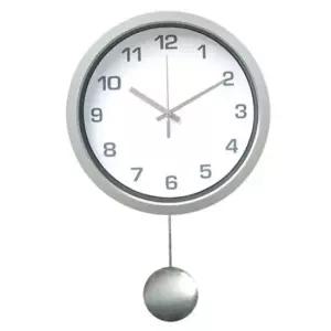 GB4204 무소음 실버라운드 메탈 추 벽시계 제조한국 추시계 무소음시계 원형시계 국산시계