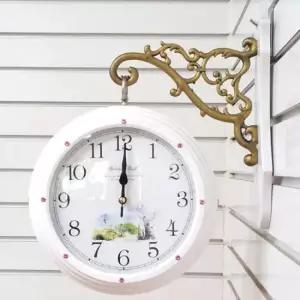 GB2136 핑크큐빅 양면 벽시계 화이트 꽃나무 제조한국 양면벽시계 장식시계 인테리어시계