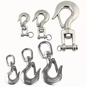 실버 304 스테인레스 스틸 아메리칸 타입 트리거 클레비스 스위블 아이 리프팅 스냅 톤 후크 150/350/650KG