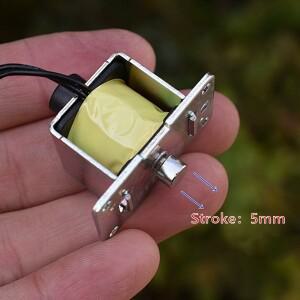 DC 12V 400g 대형 추력 푸시-풀 사각 전자석 프레임 스루 타입 솔레노이드 스트로크 5mm