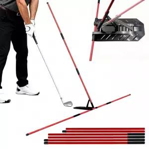 Jevuoyee 7각도 조절 가능한 골프 스윙 트레이너 - 앵글 홀더가 있는 유리 섬유 정렬 스틱, 퍼팅, 조준 및
