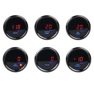 자동차 디지털 게이지 터보 부스트 바, 오일 압력 수온 타코미터, 52mm