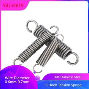 304 스테인레스 스틸 S 후크 장력 스프링 와이어 직경 0.6mm 나선형 코일 풀백 확장
