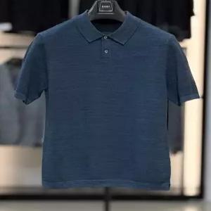 [바쏘옴므]블루 린넨 블렌드 면스판 카라 반팔니트 BSZ2WT07A BU_SC