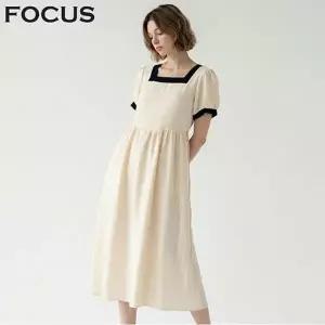 [포커스] 배색 포인트 스퀘어 원피스_VF6M1OP3331