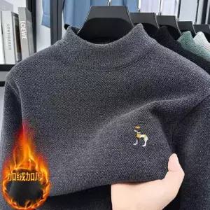 샤오원샵 남성 니트 이너 키작남 폴라 기모 도톰 가디건 반하이넥 일체형 라운드넥 따뜻상의 꾹1