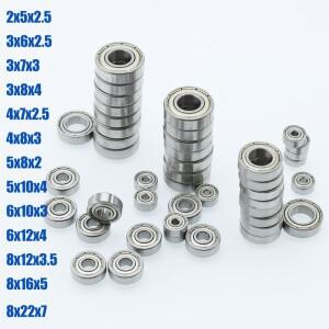 10pcs 미니 소형 소형 미니 소형 베어링 4x7x2.5 5x8x2 5x10x4 6x10x3 8x22x7 자전거 RC 자동차 장난감 3D