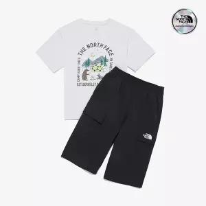 노스페이스 브랜드관 노스페이스키즈 공식 NT7UR19T 키즈 하이크 카프리 크루 세트_WHITE 456476