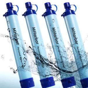 [미국배송] 하이킹 캠핑 여행 사냥 및 낚시를 위한 4팩 개인용 정수 필터 빨대 휴대용 야외 비상 생존 장비