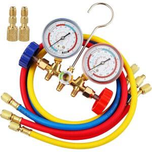 R410A 매니폴드 게이지 세트 R22 R134a R404a 용 3방향 AC 진단 자동차 어댑터 3피트 호스