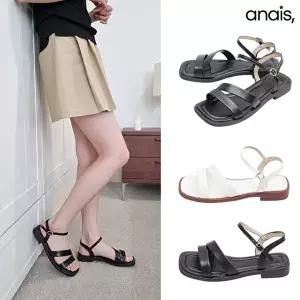 [아나이스]스퀘어토 스트랩 플랫 샌들 2cm_26S224