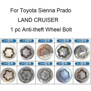도요타 시에나 프라도 랜드 크루저용 도난 방지 휠 볼트 잠금 너트 키 어댑터 슬리브 1개