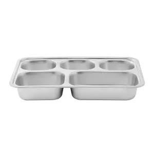 스텐 5구 식판 풀 세트 뚜껑 중 병원 배식판 급식판 어린이집 유치원 단체 트레이 구내식당