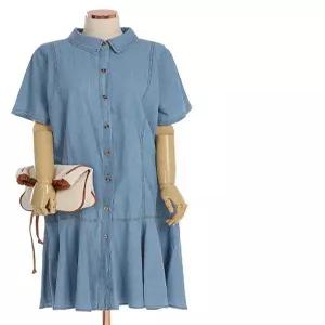 [카라]KARRA 밑단프릴데님셔츠원피스_A3F0841