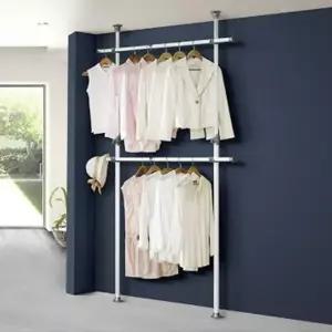 폴 옷걸이 행거 고정식 시스템 2단 파이프 봉