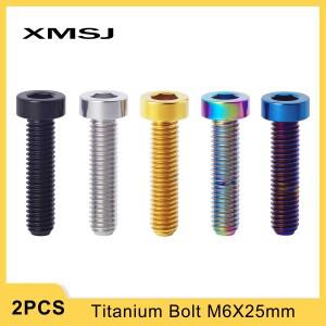 XMSJ A 필러 변환 시트 디스크 브레이크 켈리퍼 고정 볼트 티타늄 자전거 나사 어댑터 부품 M6x25mm